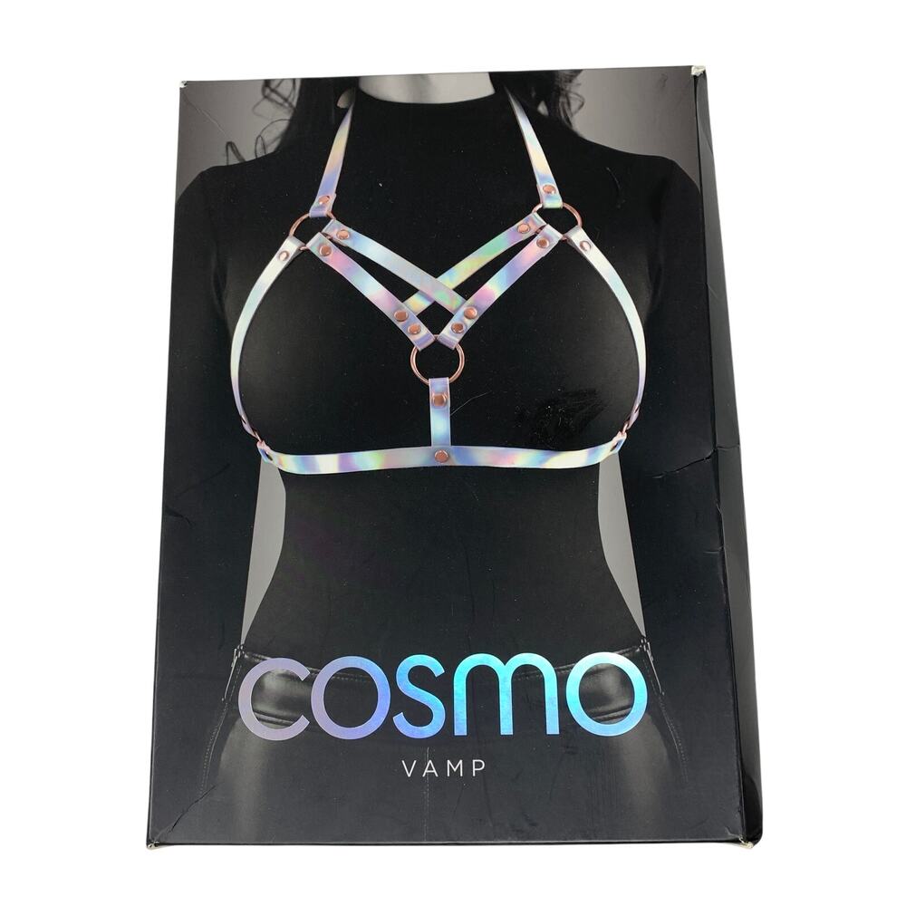 Cosmo Vamp Chest Harness Womens Size S/M Iridescent Rose Gold Metal Accents - Picture 1 of 4